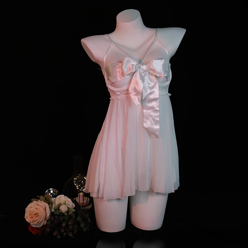 【春桃学妹】80-180斤大码带钢圈纯欲风吊带裙性感蕾丝塑形睡裙奶盖