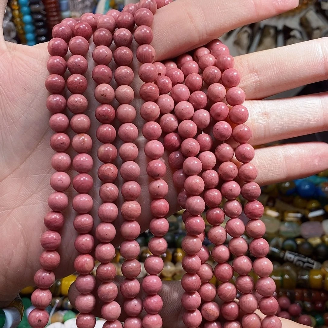 石英质玉未镶嵌，A品红纹，石8mm，