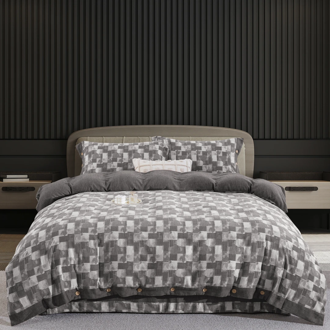 【都市万象-多色】全棉四件套色织提花母婴A类亲肤透气清爽软糯