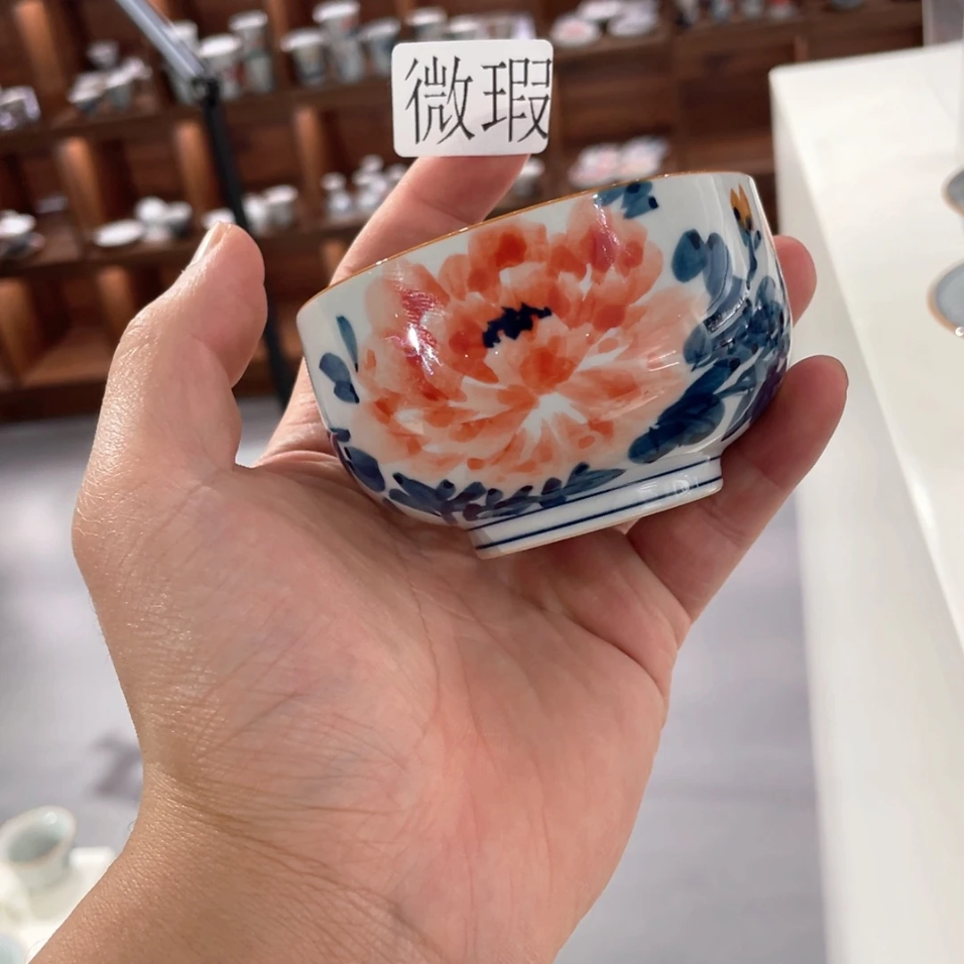 釉下手绘茶具微瑕