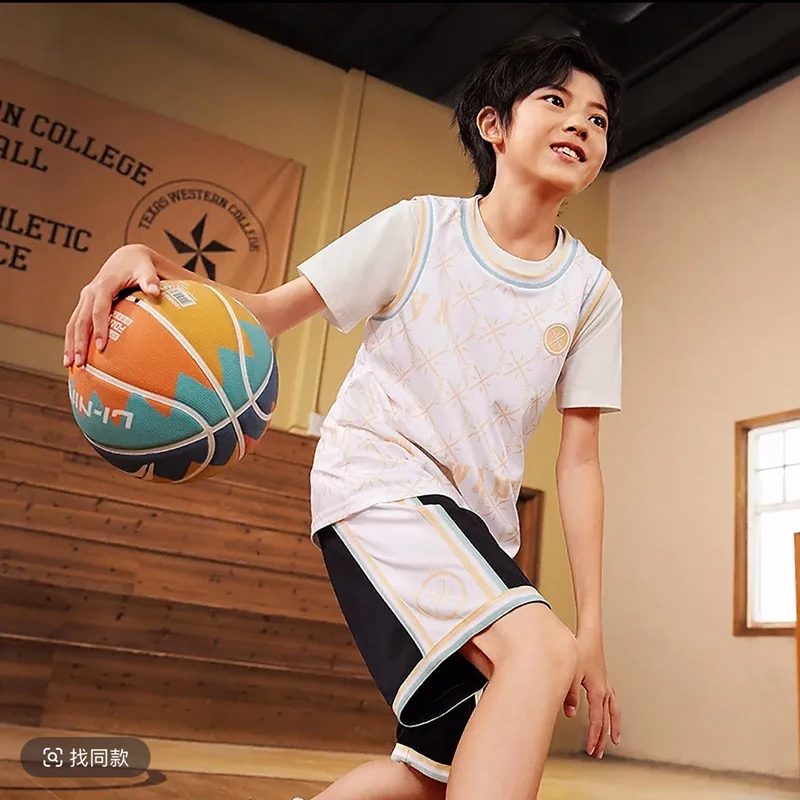 李宁男大童韦德系列宽松比赛套装背心短裤比赛服篮球服YATT017