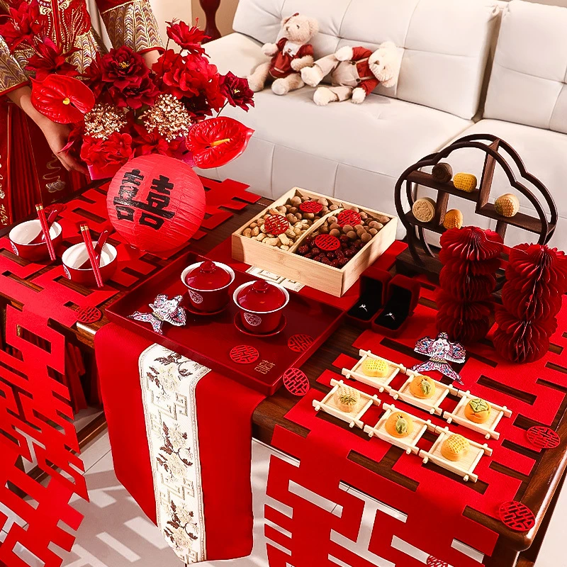 结婚茶几摆件婚礼新房卧室全套婚庆摆台用品