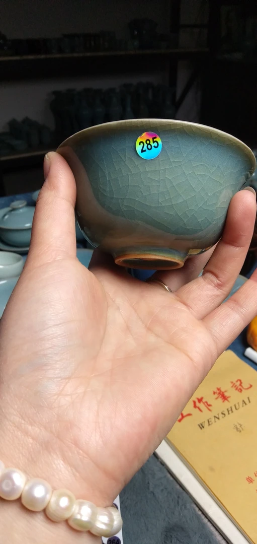 天蓝釉大主人杯，郭遂工艺汝瓷
