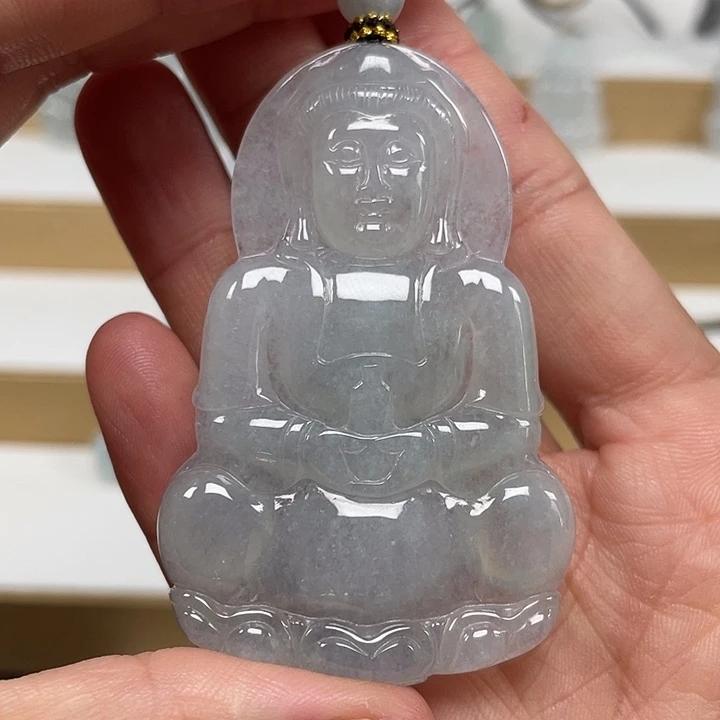 翡翠未镶嵌颈饰天然缅甸翡翠A货观音52号