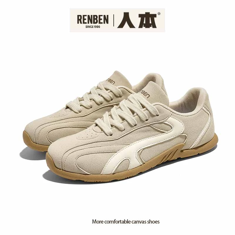 人本2025秋季新款平底德训鞋女休闲百搭运动女鞋透气小众复古板鞋