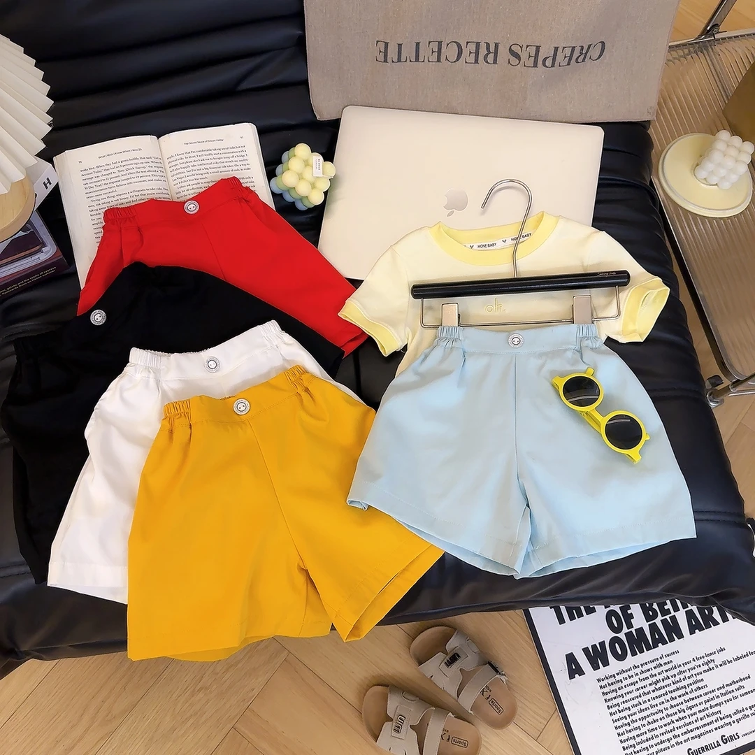 夏日女童休闲潮范儿百搭纯色A字裤亲子成人百搭奶芙短裤