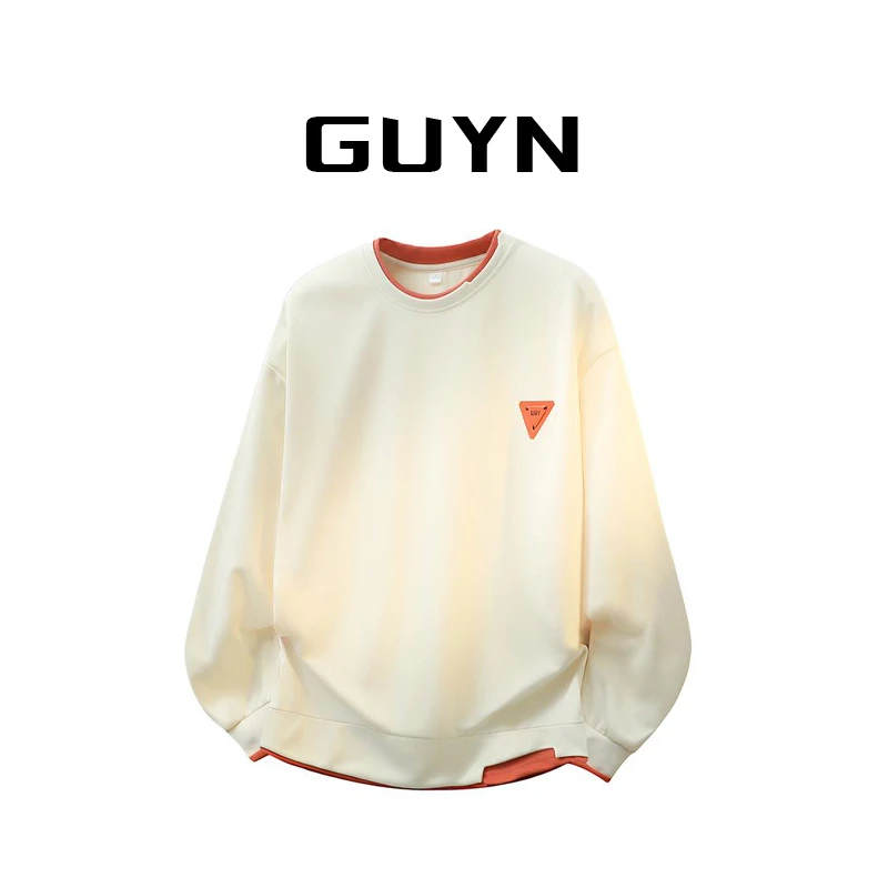 【品牌正品现货】GUYN正品轻奢秋冬男时尚宽松休闲通勤加厚连帽卫衣