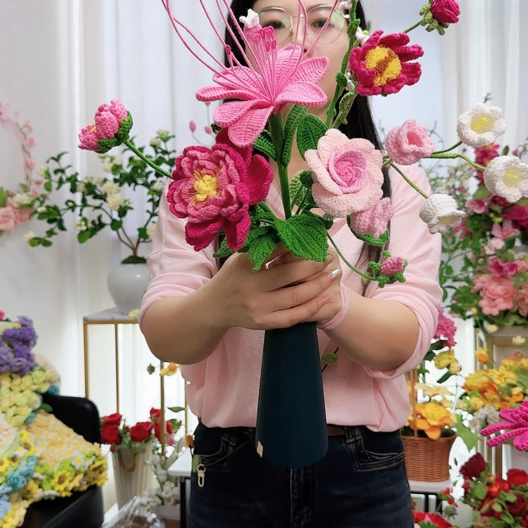 莱赛尔纤维棉手工钩织花束