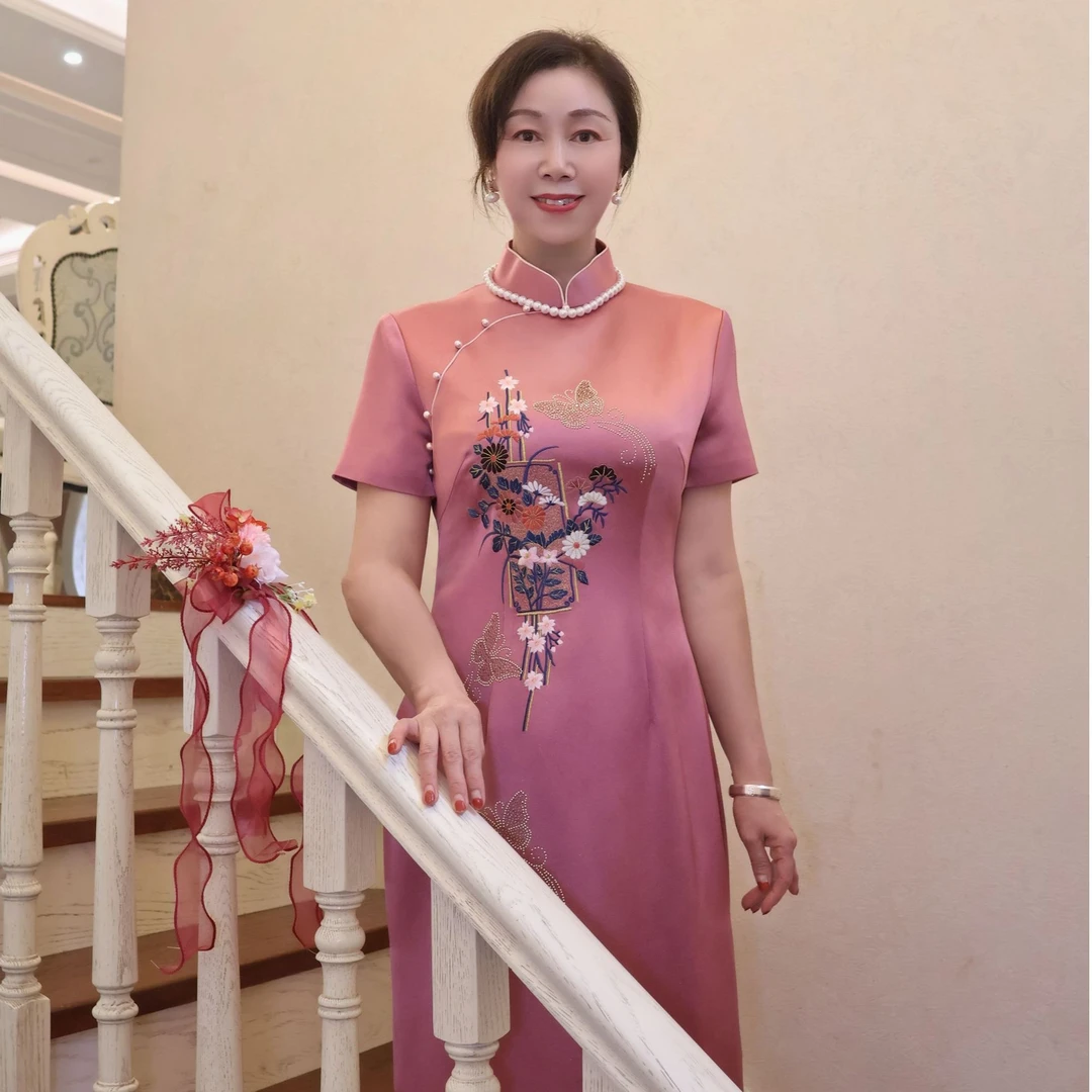 高端喜婆婆婚宴装旗袍2024新款年轻妈妈婚礼晚礼服高贵鱼尾秋冬季