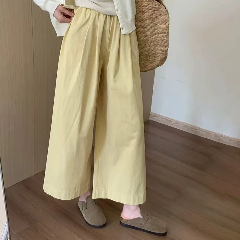 九分裤纯色阔腿裤直筒裤宽松极简风复古休闲裤植绒