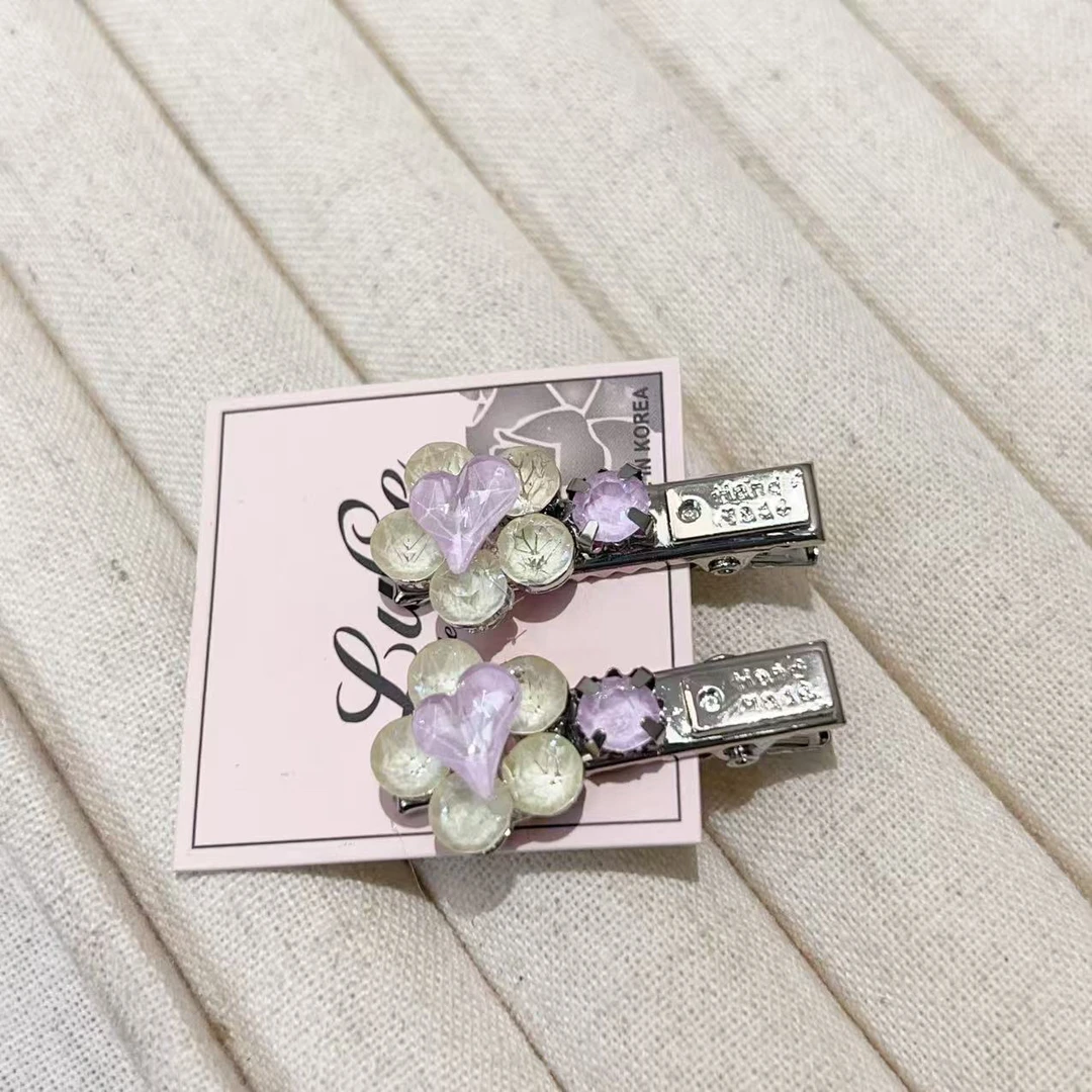 新款爱心花朵侧边刘海夹J1780