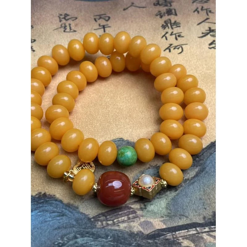 S1464-黄菩提算盘珠双圈手串