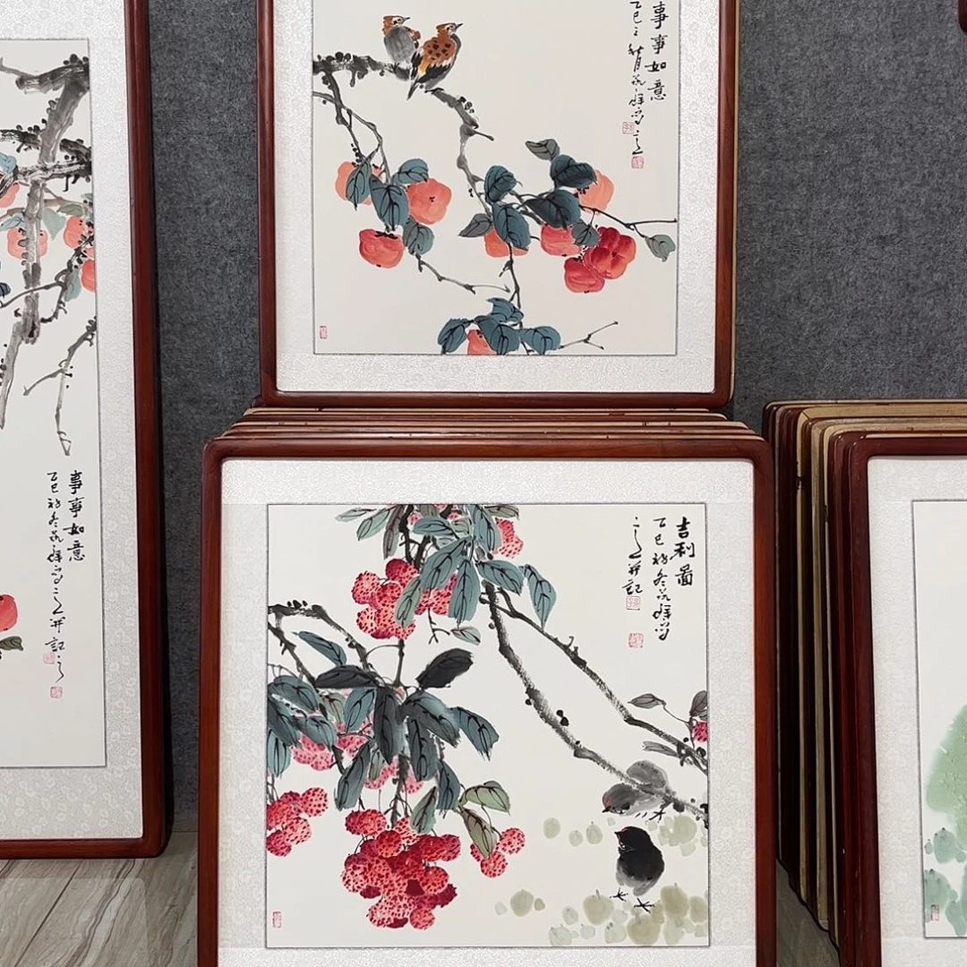 国画书画作品带框63×63