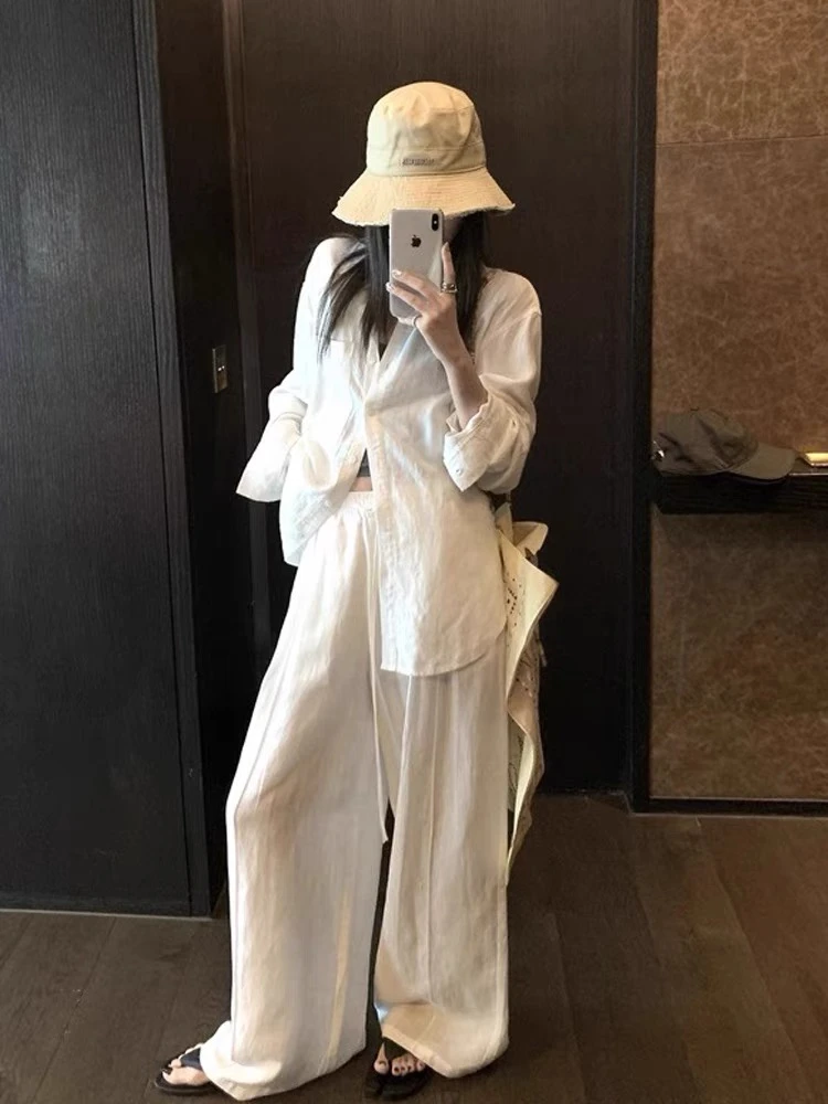 18036-1夏季新款韩系小众简约慵懒风宽松休闲百搭外穿长袖衬衫