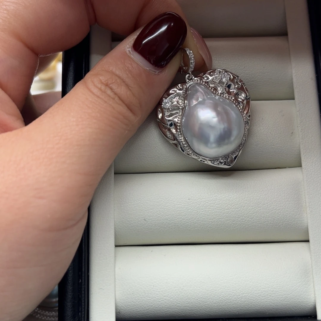 海水珍珠吊坠(不含链)银S925镶嵌