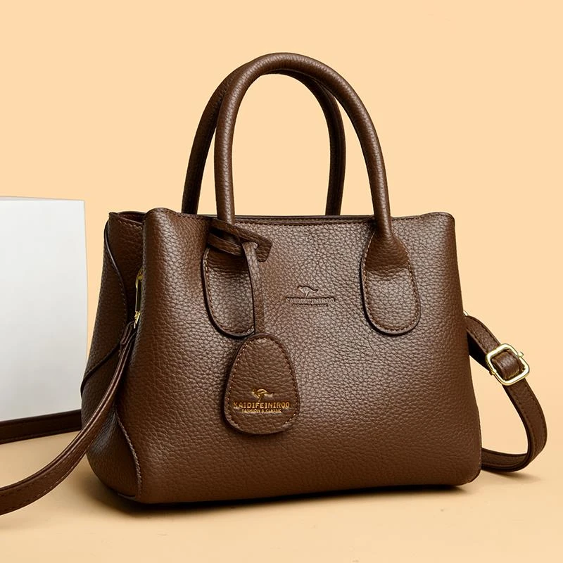 米琦袋鼠洋气妈妈包简约中老年女士手提包2025新款时尚女包斜挎包