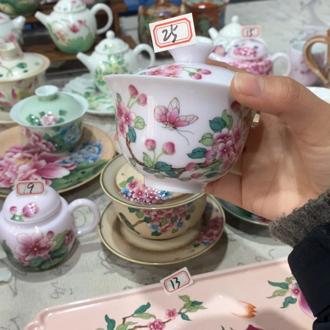 手工手绘柴烧茶杯杯杯