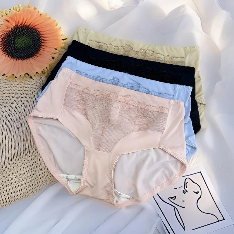 【601-700向向1/3】棉莫代尔冰丝蕾丝桑蚕丝舒适透气女士内裤