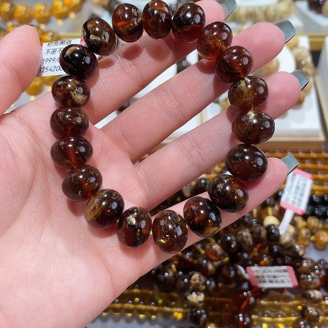 青***子琥珀未镶嵌手链13m花