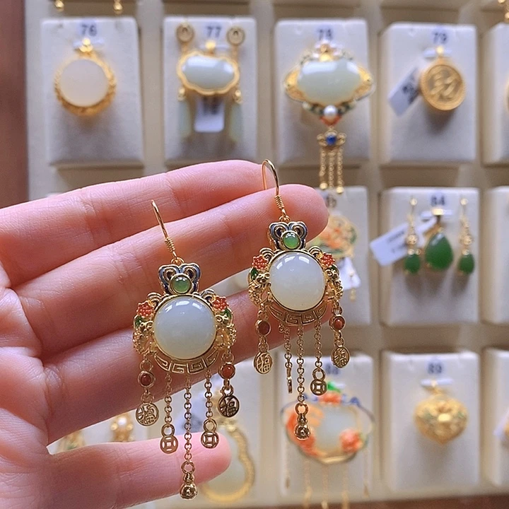 和田玉颈饰银S925镶嵌