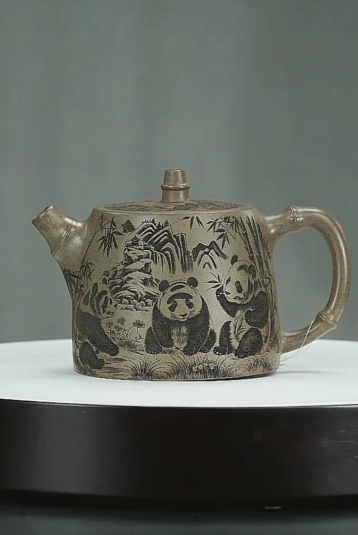 宜兴原矿沉香泥全手工拍打工艺汉铎紫砂壶