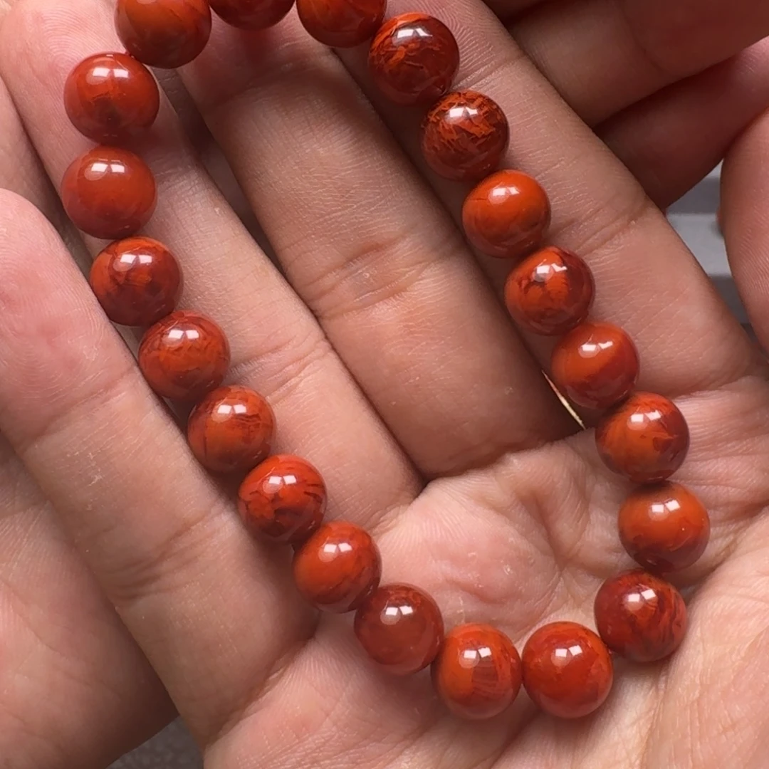 南红玛瑙高品质细火焰圆珠手串9mm未镶嵌