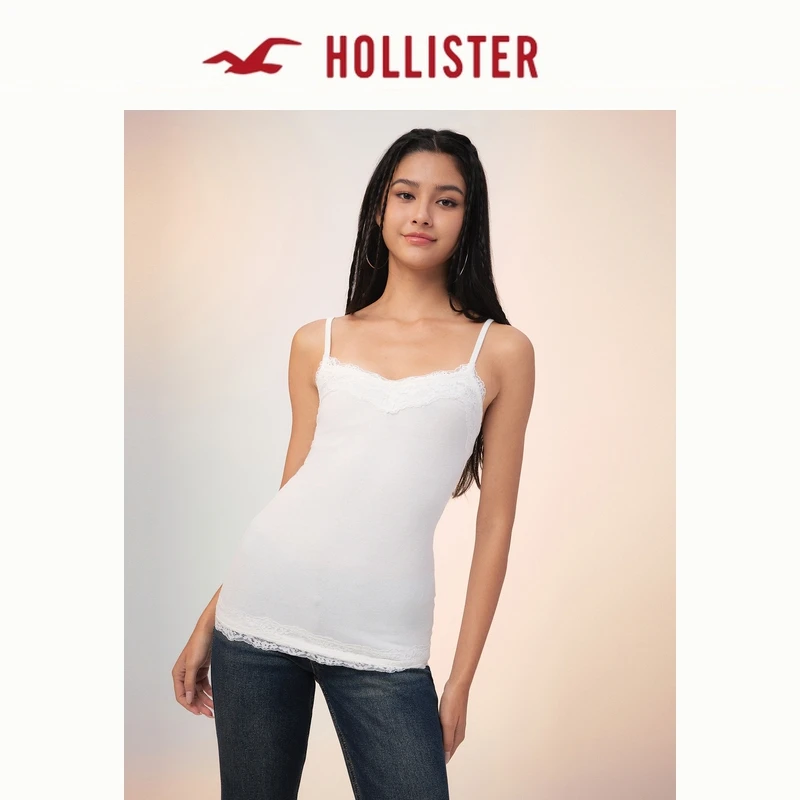 Hollister25秋新款美式辣妹内搭修身蕾丝装饰吊带女装339-5240
