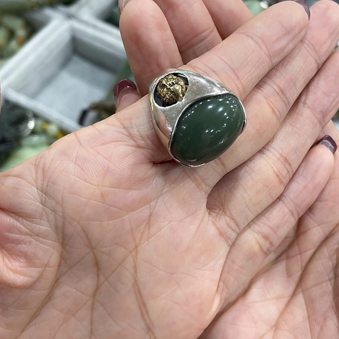 【闪购商品】和田玉戒指银S925镶嵌ā**°