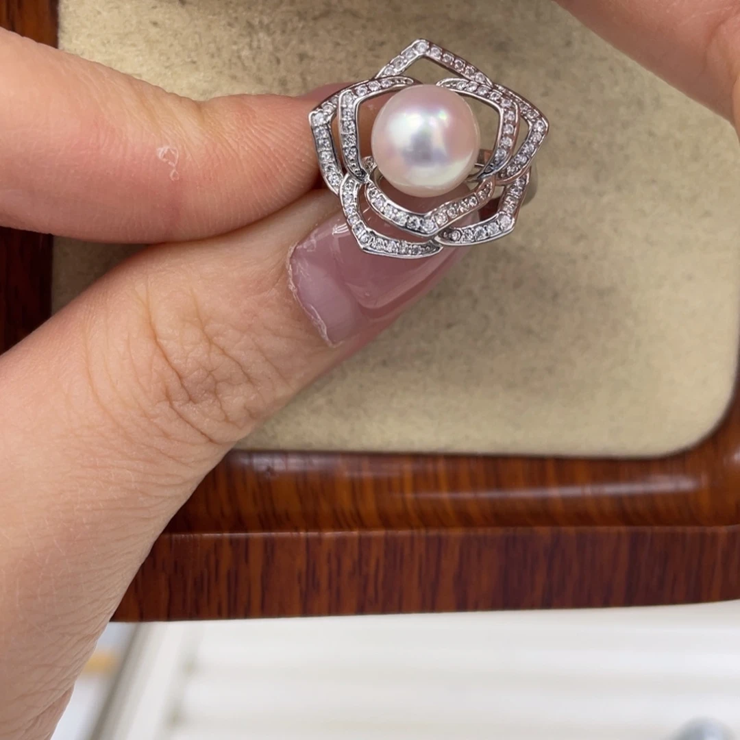 海水珍珠银S925镶嵌戒指