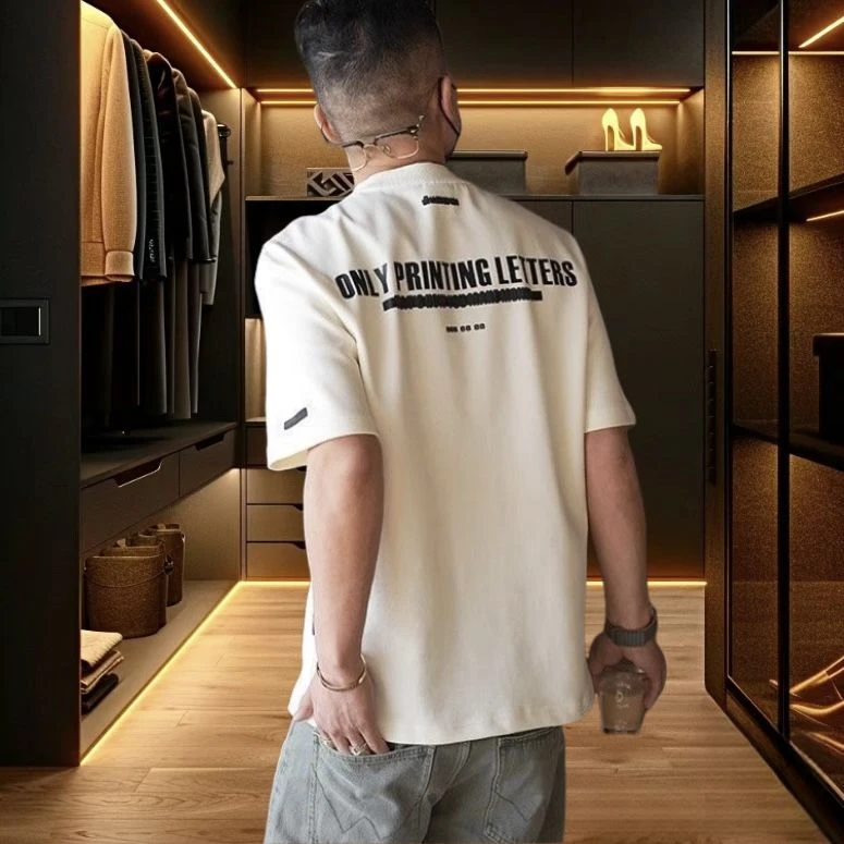 重磅夏季字母印花ins港风男生男装美式重磅百搭潮牌休闲短袖T恤