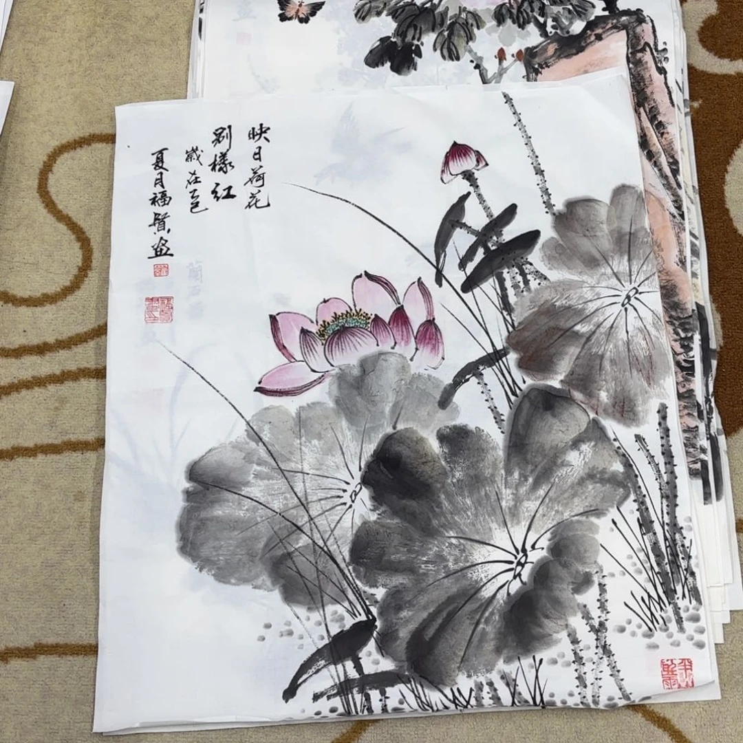 国画罗福贤四尺三开艺