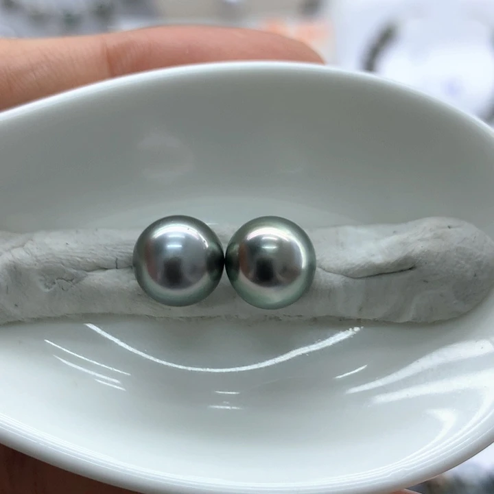 海水珍珠裸珠9浅银灰绿 安安
