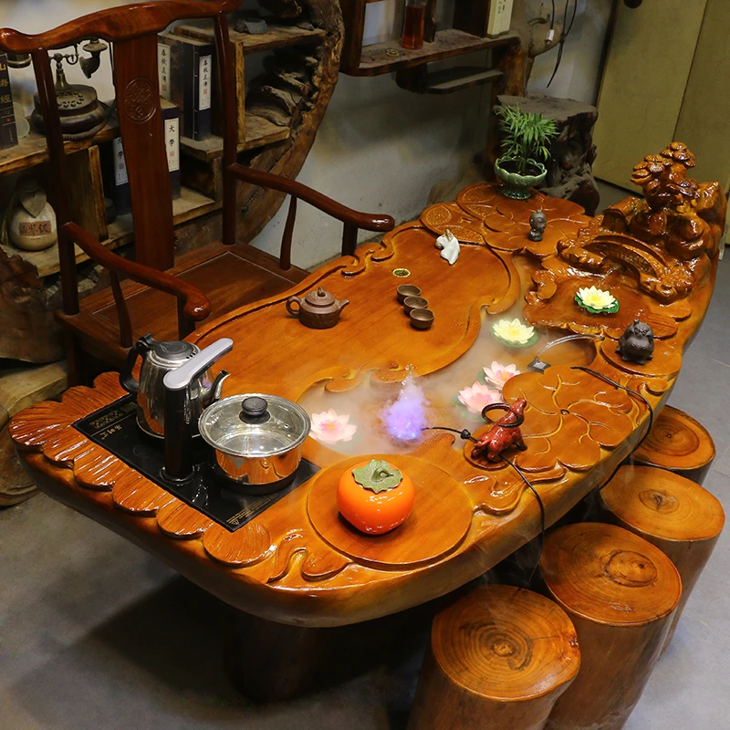 茶台新中式雕刻茶几树根根雕茶台茶几功夫茶桌HC10157