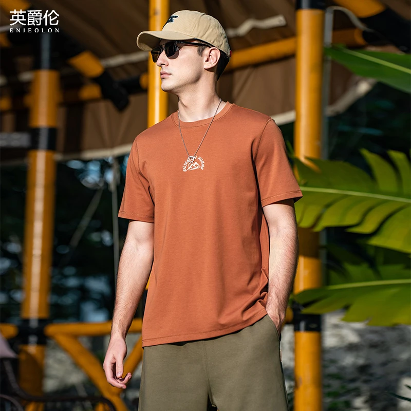 丝光爽滑冰感棉 索罗娜字母绣花短袖t恤夏季男士体恤简约TX166