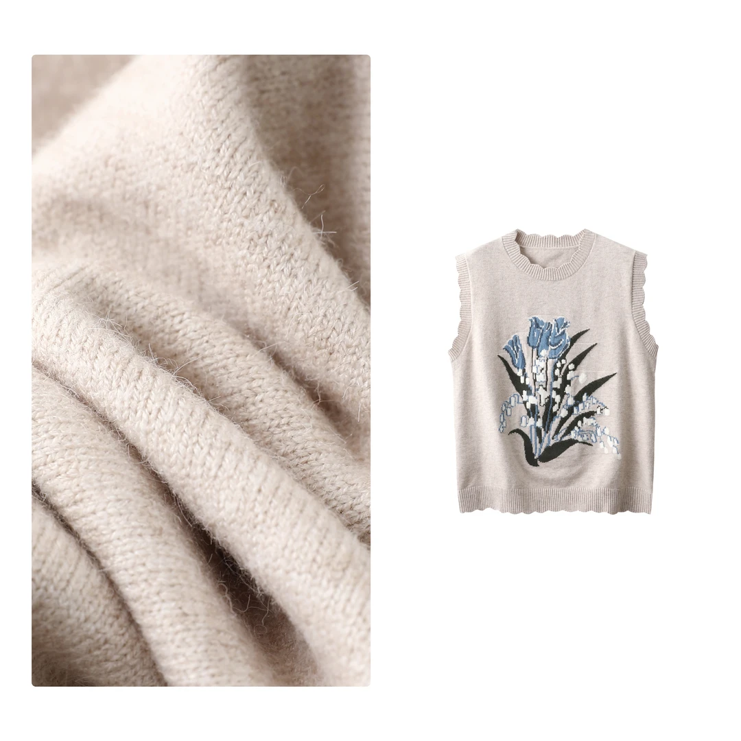 门店20&9！铃兰花马甲」重工提花圆领显瘦女式针织马甲上衣 H00814