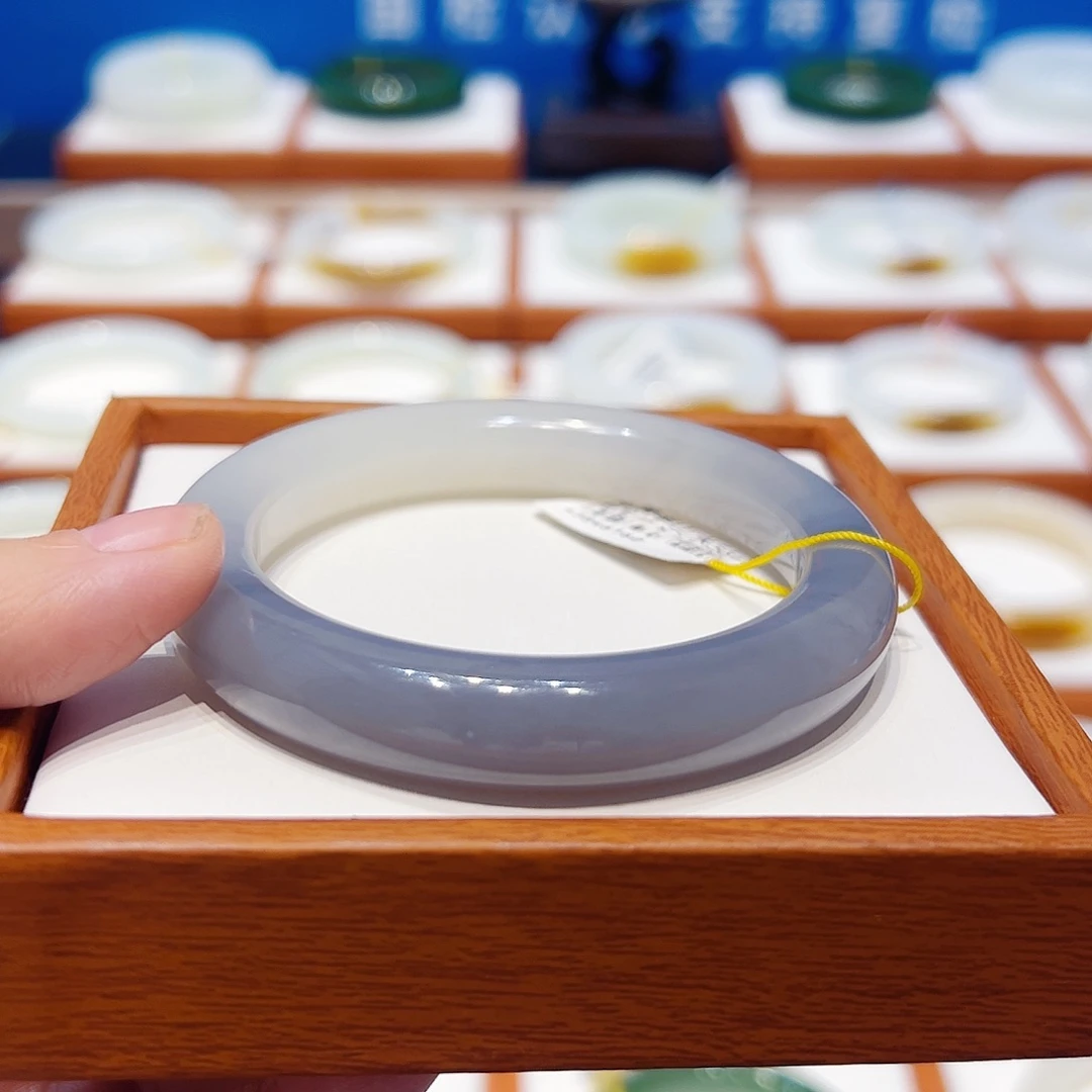 和田玉未镶嵌手镯烟紫半山水5657