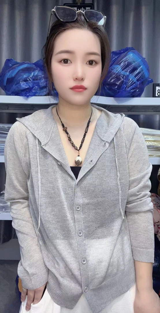 夏季连帽纯色长袖显瘦宽松薄款休闲防晒开衫外套上衣百搭带帽网红