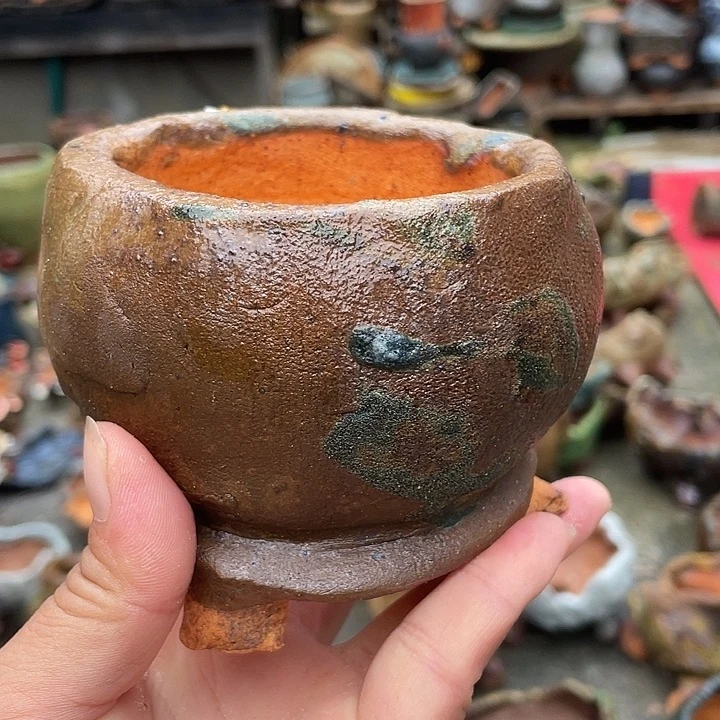 手工粗陶透气花盆18