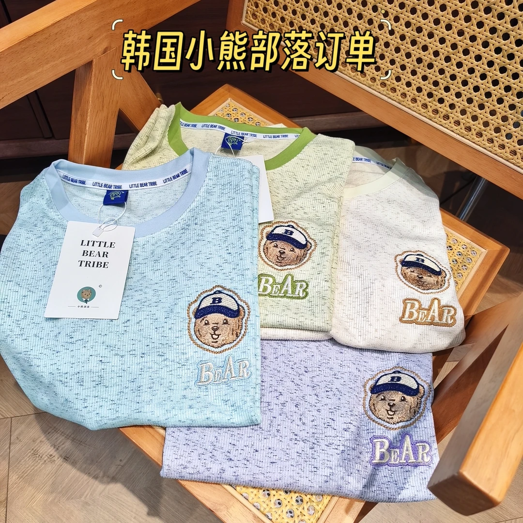 韩国小熊部落夏季订单 星点镶嵌刺绣T恤  2207