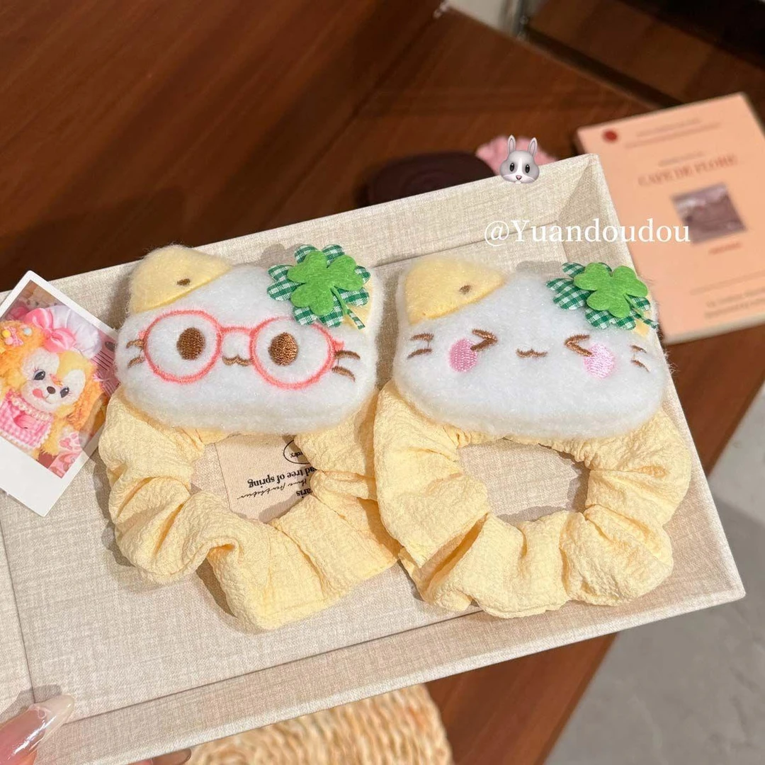 四叶草幸运小猫发圈发绳可爱卡通表情猫咪皮筋学生丸子头头绳礼物