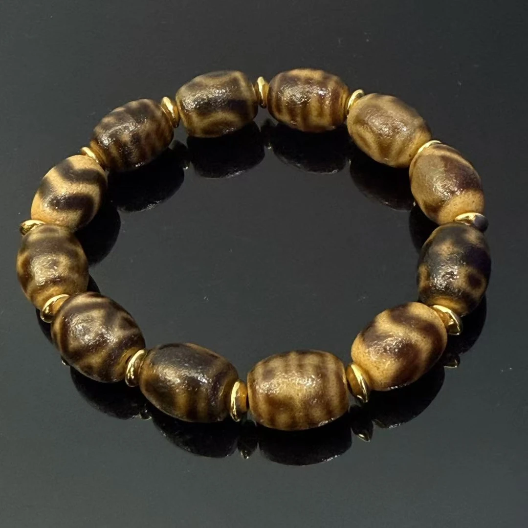 藏式玉化多宝手串图腾随机S8