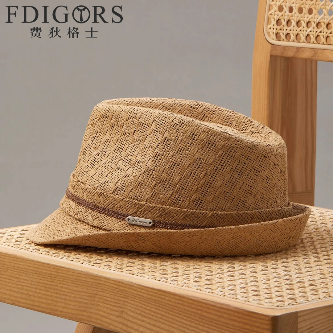 FDIGORS草帽男款夏季欧美英伦休闲中老年休闲遮阳帽绅士爵士礼帽