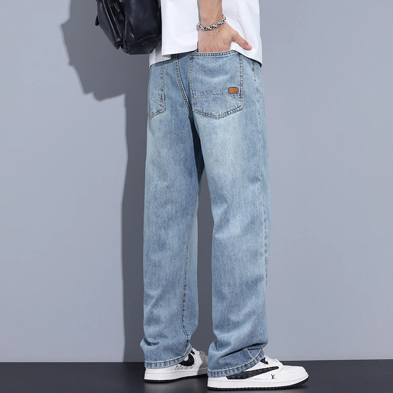 Kuvine2025春季款浅色潮流水洗复古牛仔裤男款宽松直筒男士休闲裤