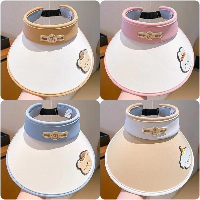 可爱卡通动物防晒空顶帽男女童春秋户外休闲大檐帽新款