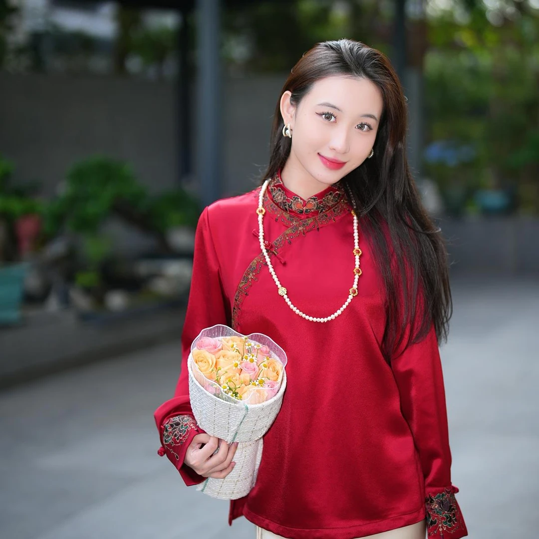 蓝大【福禄】新中式国风醋酸上衣7277