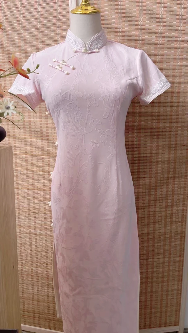 小清新旗袍小个子显高日常改良2025夏季年轻绿色修身气质高端