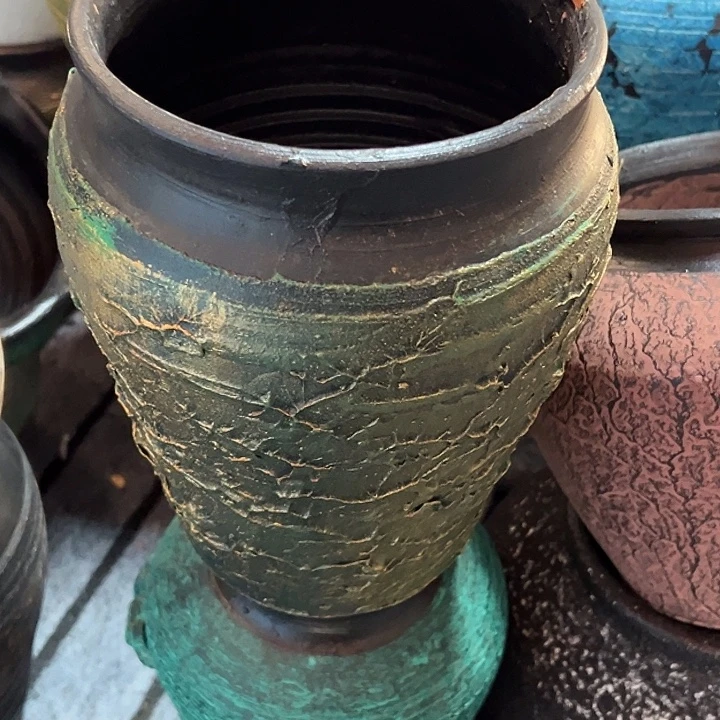 绿金浮雕高23口15带孔