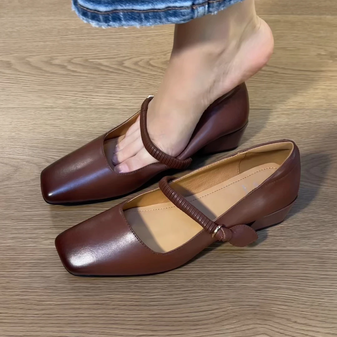 单鞋浅口2025新款玛丽珍鞋圆头单鞋百搭配裙子通勤设计感单鞋女款