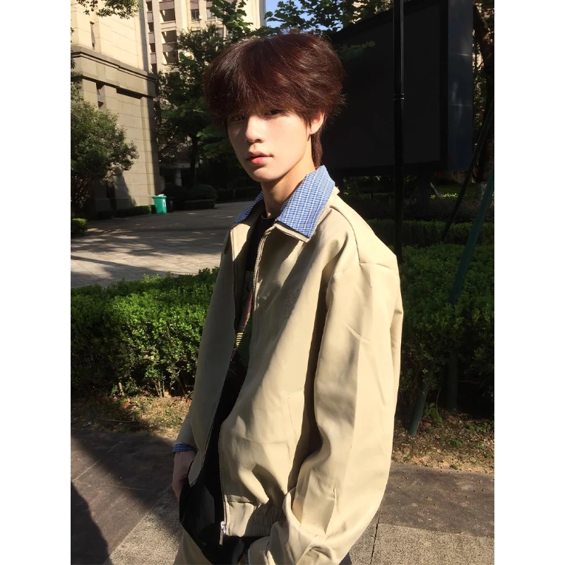 假两件哈灵顿夹克男款秋季cleanfit短款工装外套美式高街痞帅上衣