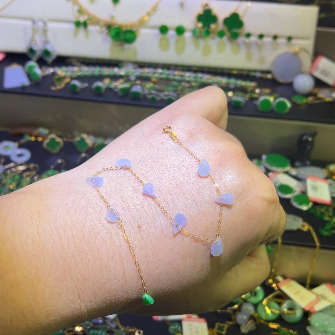 颈饰18K金镶嵌翡翠手链